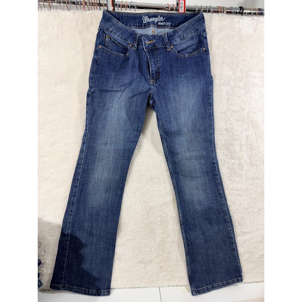 Wrangler Retro Boot Cut Jeans Size 9/32 Med Wash Lt Whiskering Western Zip Fly